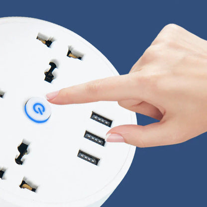 Regleta Circular con Puertos USB y Cable Extensible