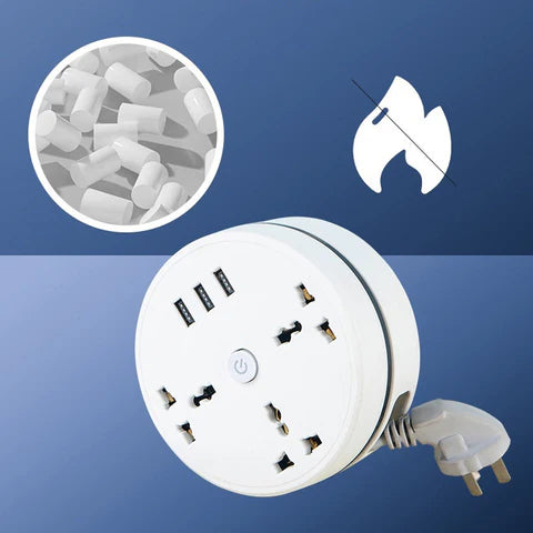 Regleta Circular con Puertos USB y Cable Extensible