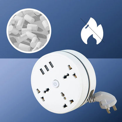 Regleta Circular con Puertos USB y Cable Extensible