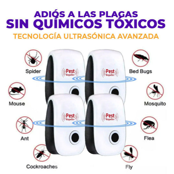 Repelente Electrónico Ultrasónico Plagas e Insectos 4x1