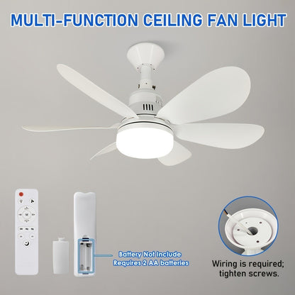 Abanico de techo con luz LED — rosca E27, 6 aspas, control remoto
