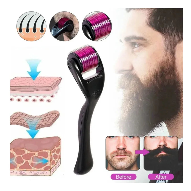 Rodillo Derma Roller para la Piel Barba y Cabello 3x1